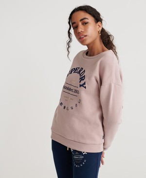 Superdry Embroidered Serif Brushed Női Pulóver Lila | TECVB1890